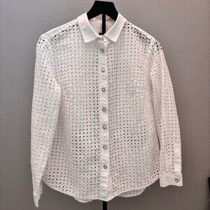 Anne Klein White Eyelet Women's Shirt, cotton